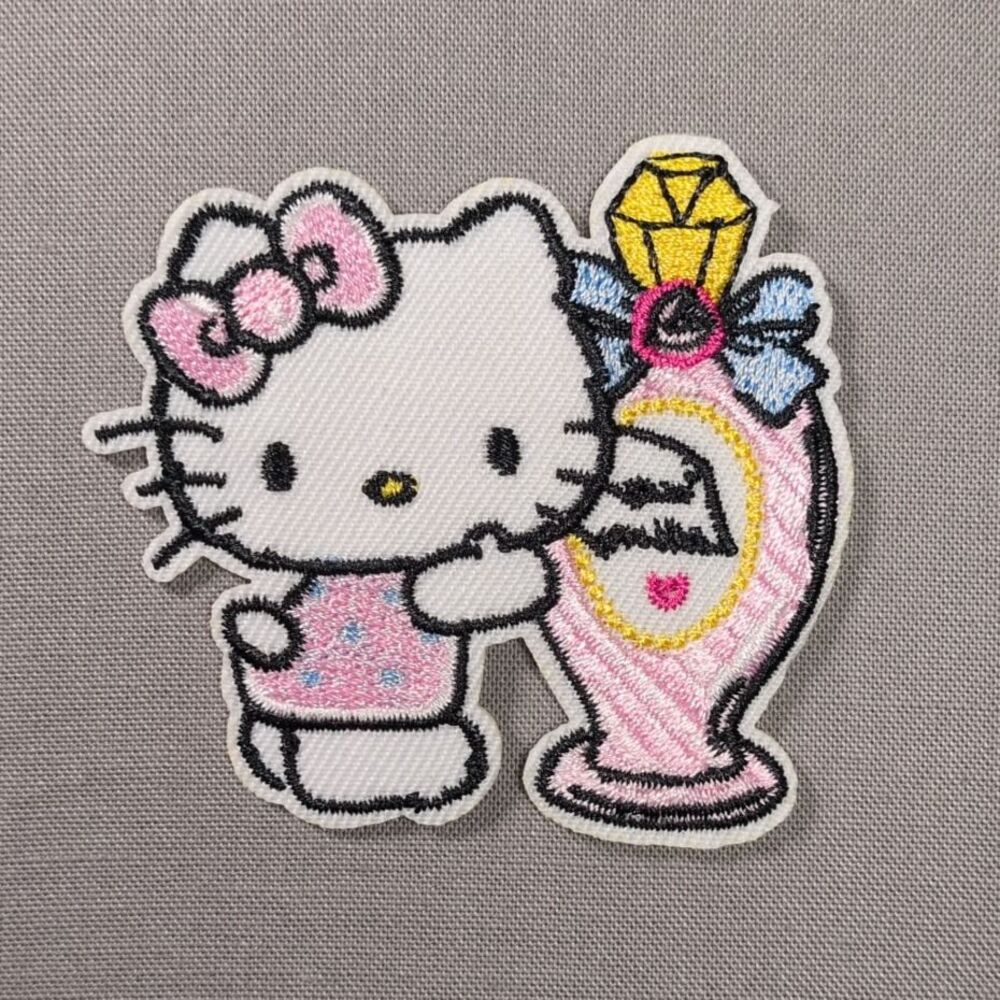 Hello Kitty With Perfume Bottle Iron On Patch | Cute Patch